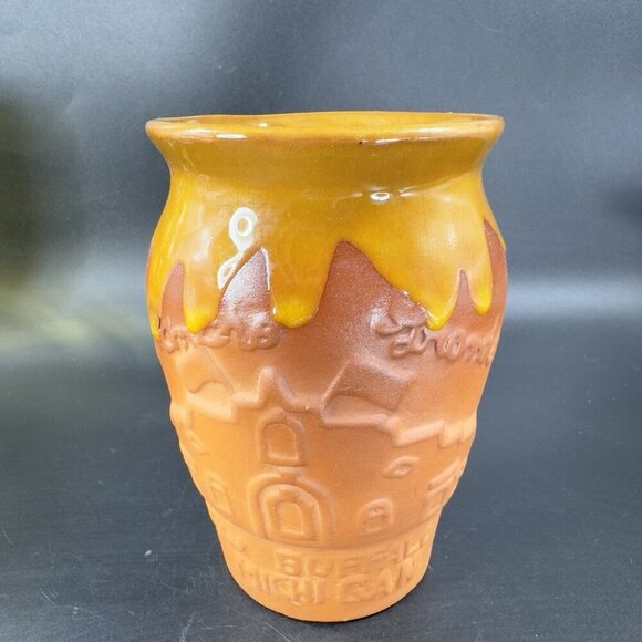 New Buffalo Michigan Mexico RedWare Pottery Vase Vessel Planter Drip Glaze VTG - Picture 12 of 13